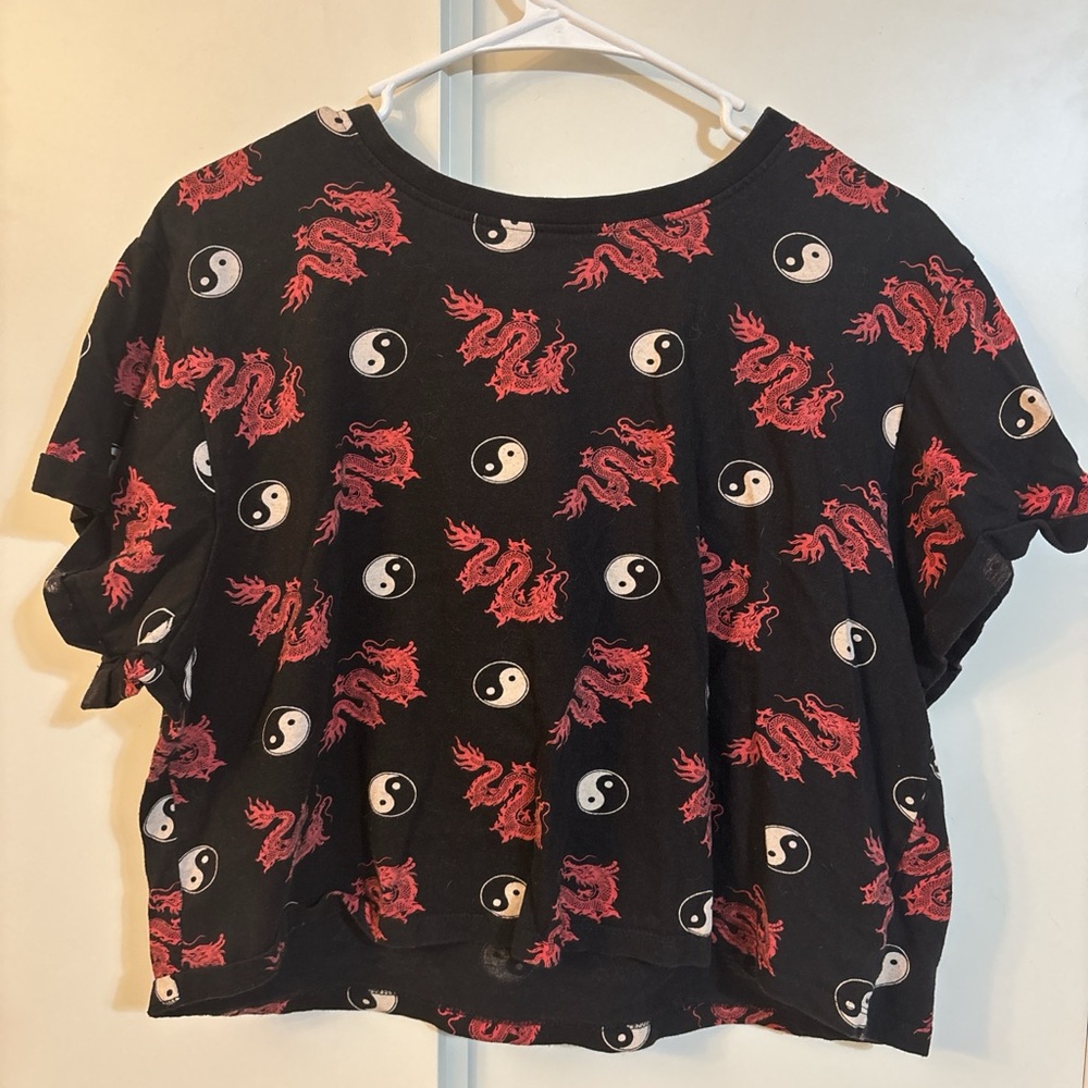 Yin Yang Dragon Print Crop Top